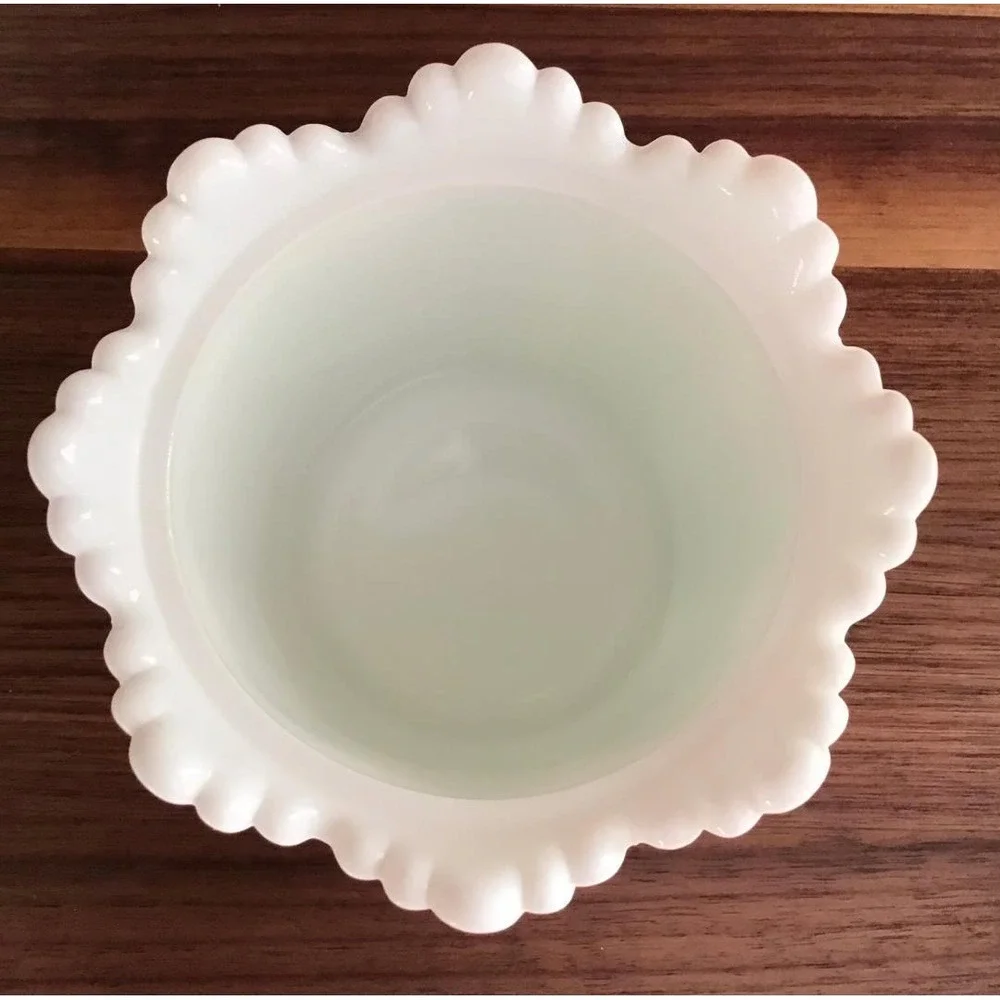 Fenton White Milk Glass Hobnail Canister Butterfly Lid Candy Dish Vintage Jar 6